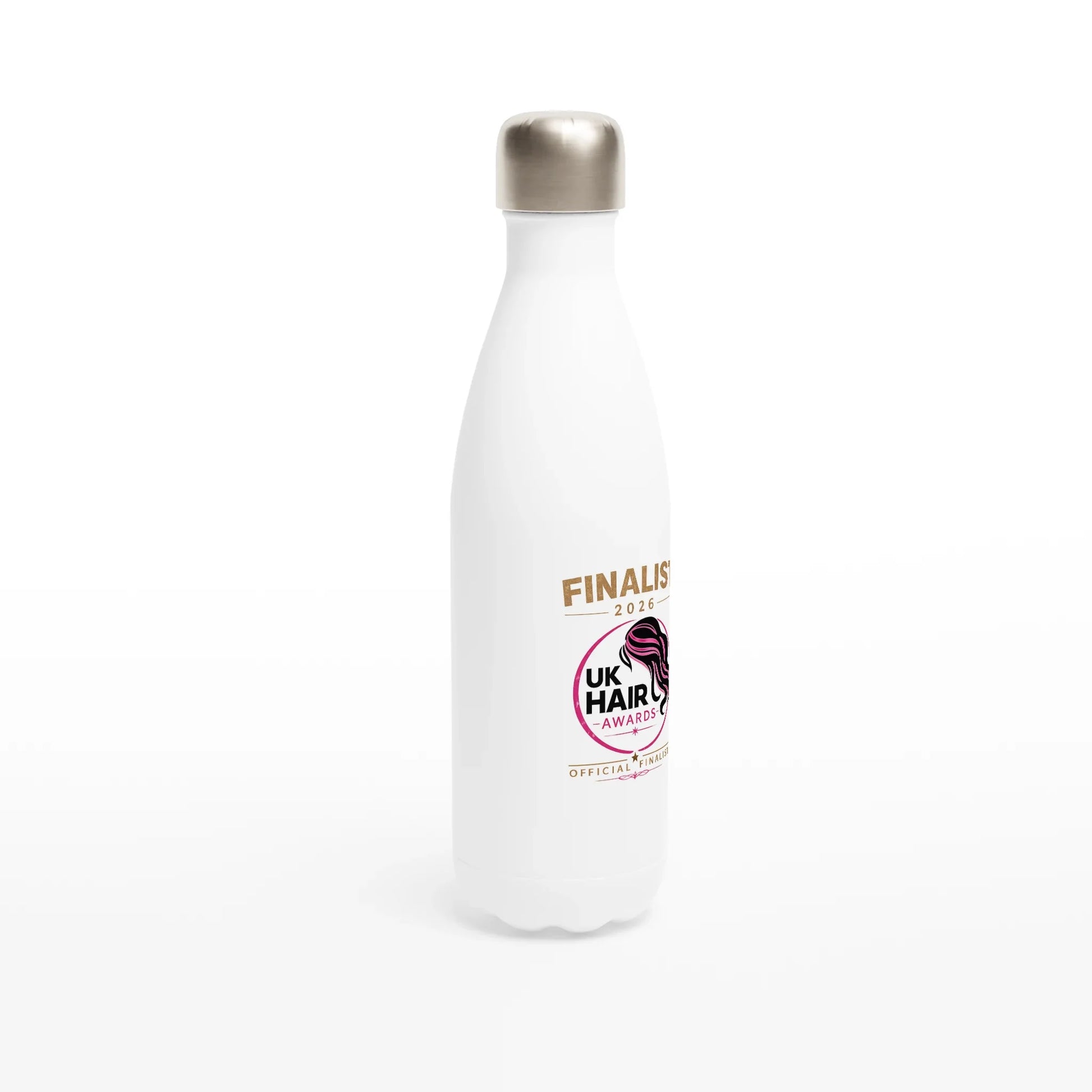 White 17oz stainless steel water bottle with leak-proof cap and double-wall insulation