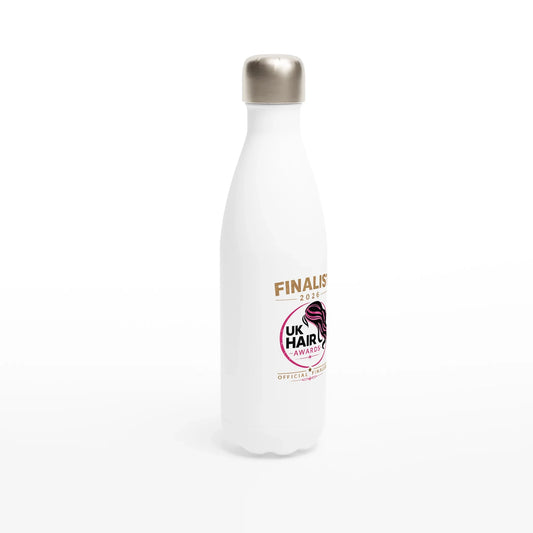 White 17oz stainless steel water bottle with leak-proof cap and double-wall insulation